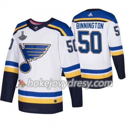 Pánské Hokejový Dres St. Louis Blues Jordan Binnington 50 Adidas 2019 Stanley Cup Champions Bílá Authentic